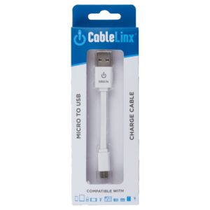 Chargehub CableLinx Micro to USB Charge Cable White 3.5inch Chargehub CableLinx Micro to USB Charge Cable White 3.5inch